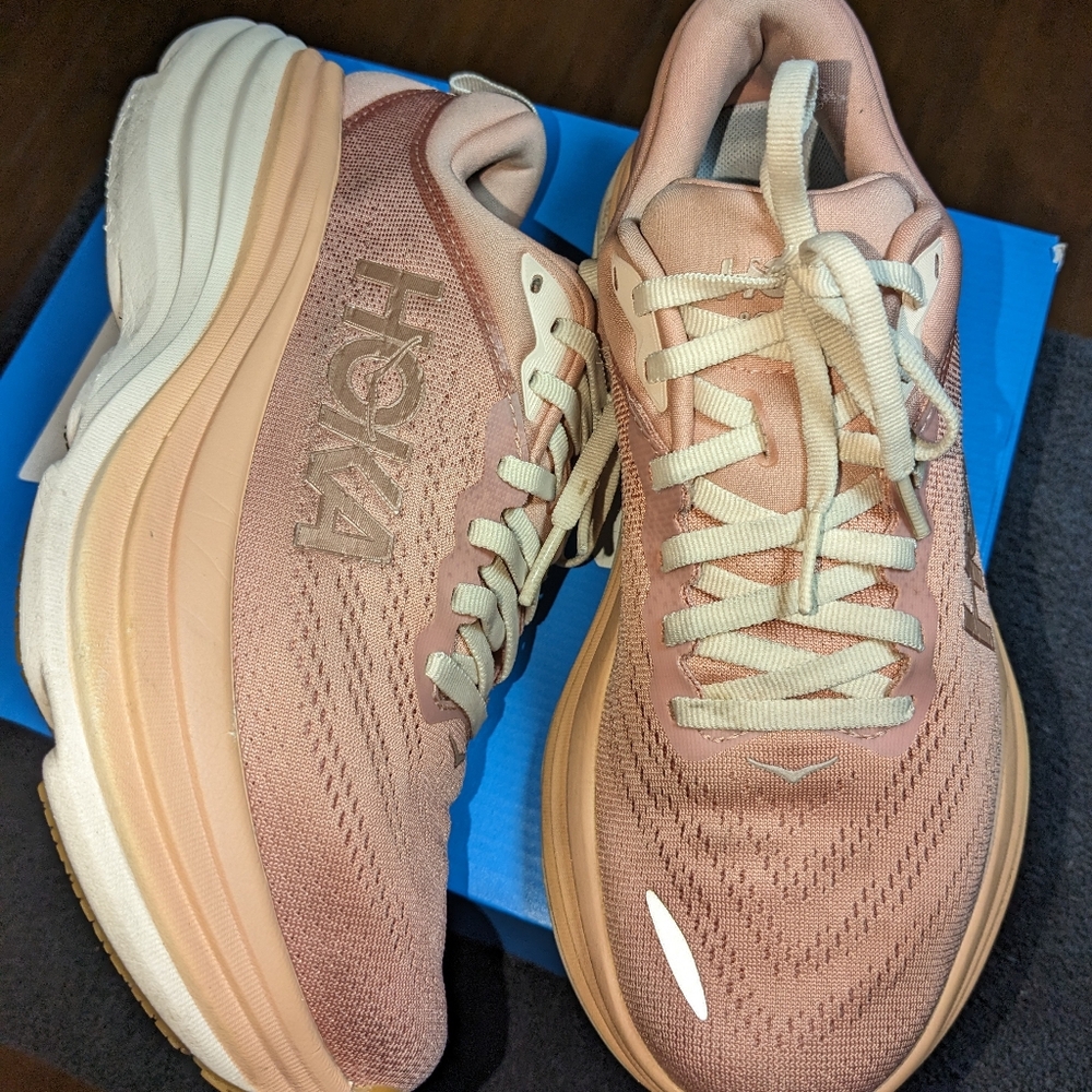 Hoka Women's Sneakers in Pink and Cream - Picture 6 of 9